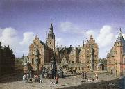 heinrich hansen frederiksborg castle,the departure of the royal falcon hunt oil painting reproduction